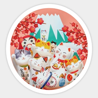 Maneki Neko Hanami Party Sticker